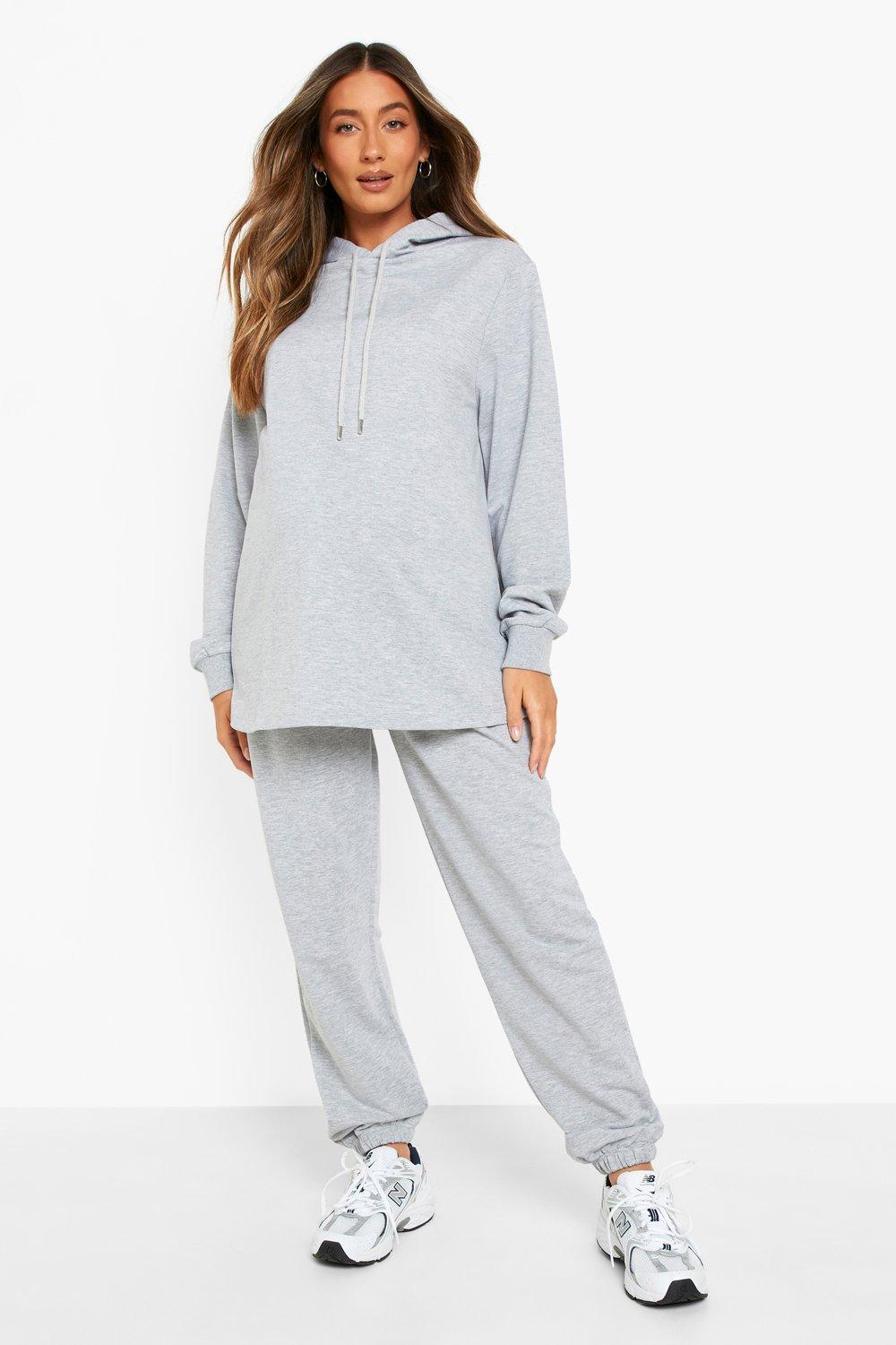 Womens Maternity Hoodie & Joggers Loungewear Set - Grey - 12, Grey